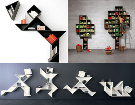 книжные полки в стиле оригами