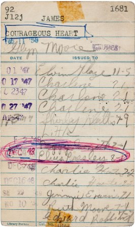 библиотечная карточка с именем Элвиса Пресли