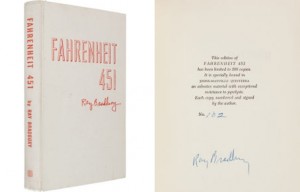 "451 градус по Фаренгейту" в огнеупорной обложке , аукцион редких книг, Рэй Брэдбери, новости литературы
